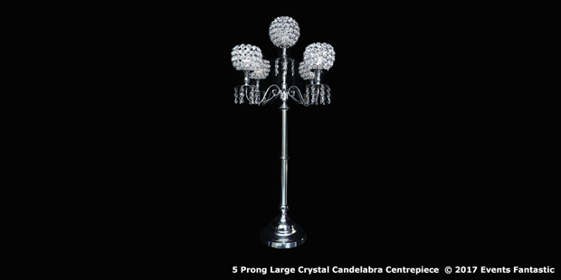 5 Prong Crystal Candelabra 92.5cm tall