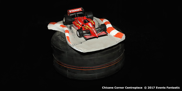 Chicane corner and champ car on round tyre base