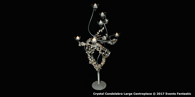 Large crystal candelabra centrepiece with LED candles