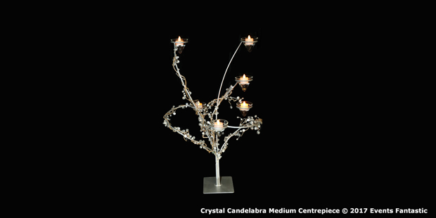 Medium crystal candelabra centrepiece with LED candles