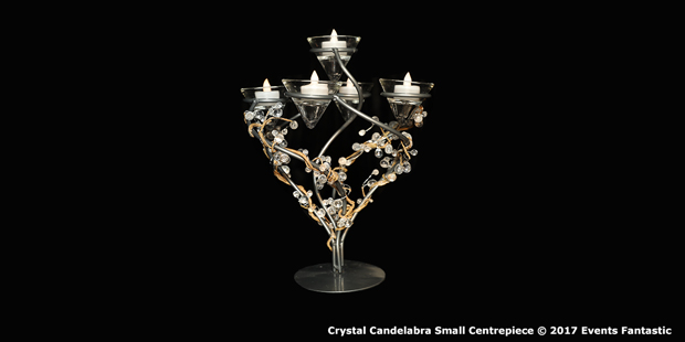 Small crystal candelabra centrepiece with LED candles