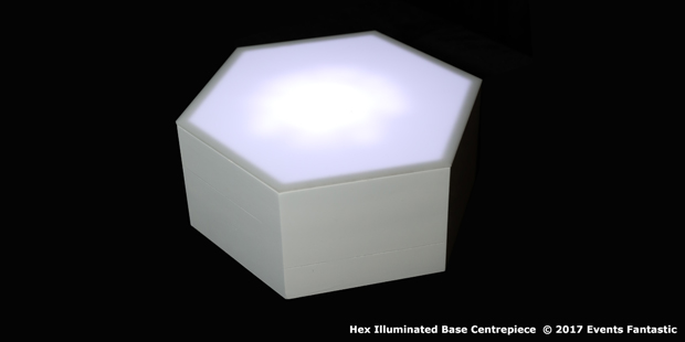 Illuminated hexagon centrepiece base