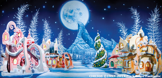 Whoville Christmas Backdrop - Christmas Backdrop