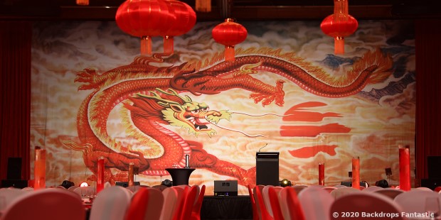 Chinese Dragon Backdrop with Red Sun