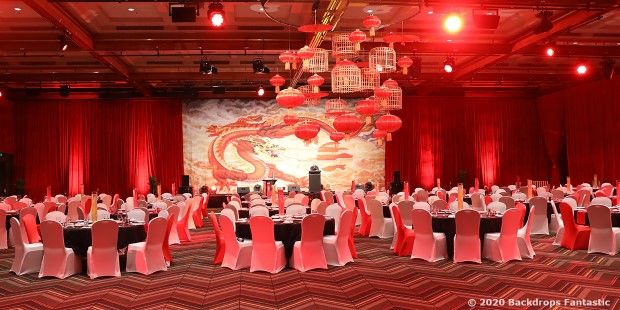 Chinese Dragon Backdrop with Red Sun