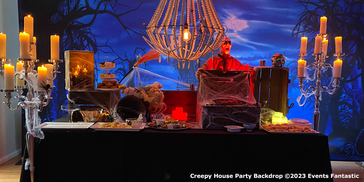 Creepy House Party Backdrop Halloween Party