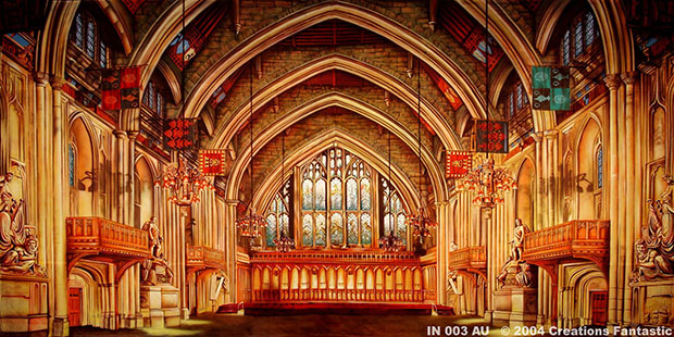 Gothic Cathedral with Stain Glass Windows|