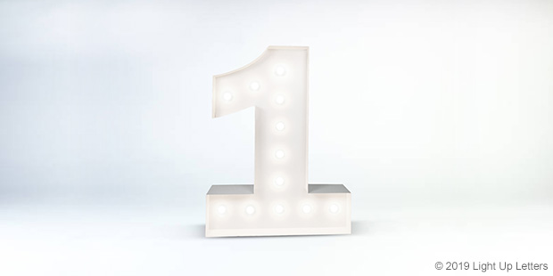 Number One 1.5 Metre Light Up Event Letter