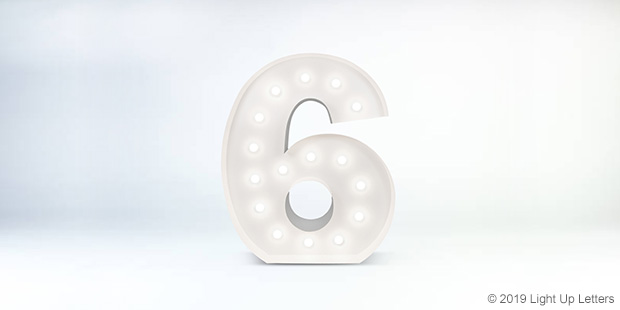 Number Six 1.5 Metre Light Up Event Letter