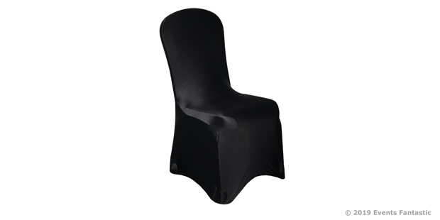 black lycra chair cover side view