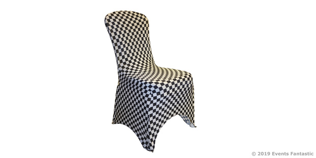 Black and white check lycra chair cover