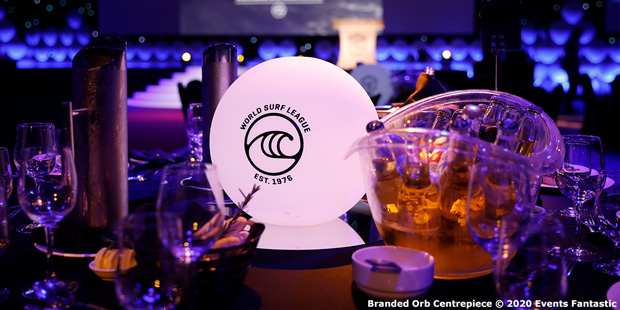 Orb Centrepiece with Branding on Table