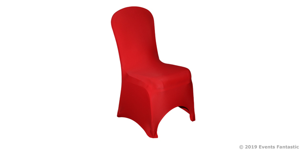 Red lycra chair cover side view