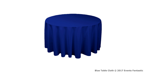 blue table cloth for hire