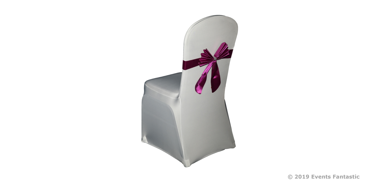 Plum Satin Chair Bow Events Fantastic Australia