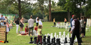 Playing Giant Chess, Connect 4 and Giant Checkers