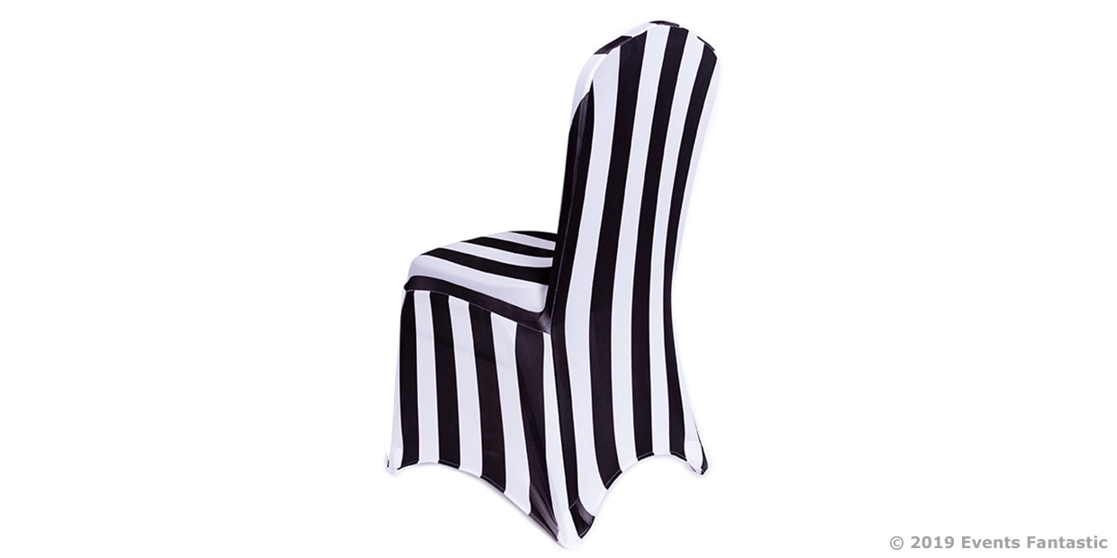 Striped Lycra Chair Cover For Hire, Black And White Striped Chair Covers