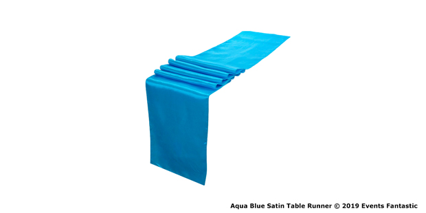 Aqua Blue Satin Table Runner