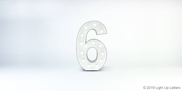 Number Six 1.2 Metre Light Up Event Letter