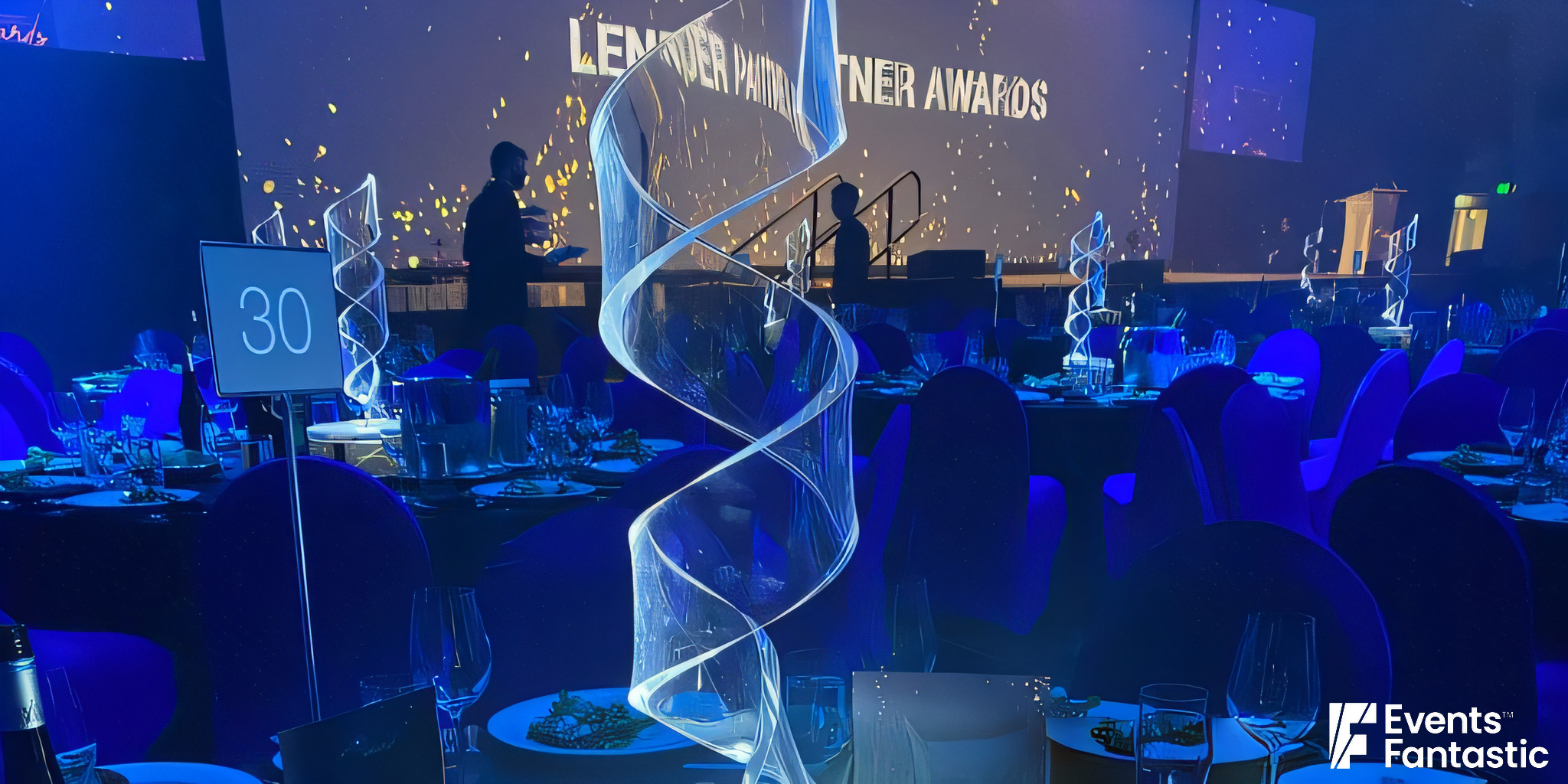Perspex Ribbon Centrepiece Close