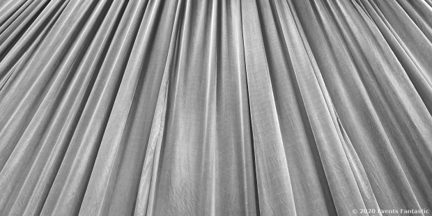 Silver Satin Drapes Looking Up