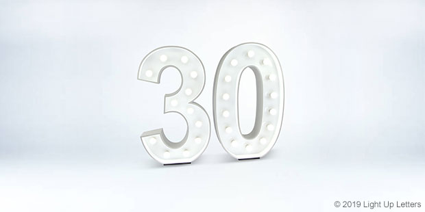 30 Light Up Letters in White Light