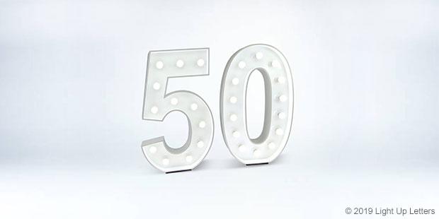 50 Light Up Letters in White Light