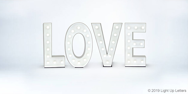 LOVE Light up letters in White Light