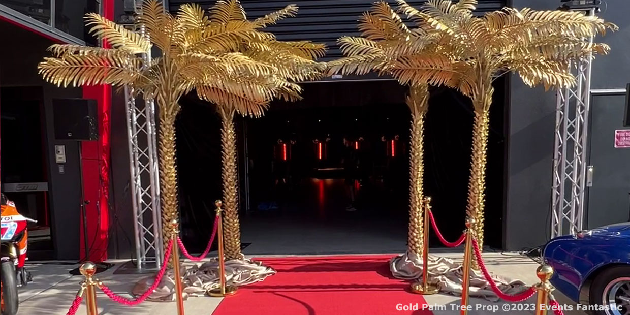 Gold Palm Tree Event Entrance Daylight