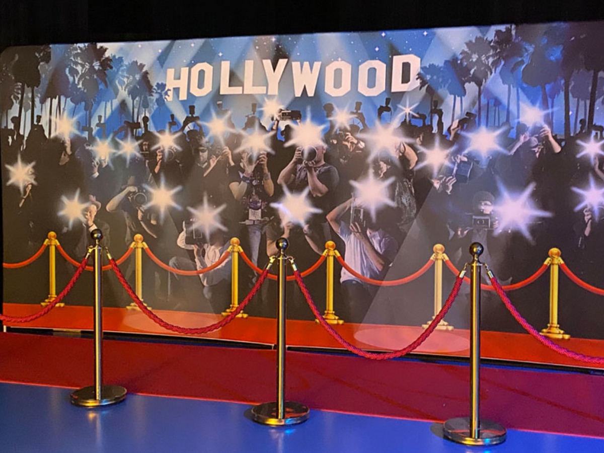 Red Carpet and Bollard wtih Party Backdrop