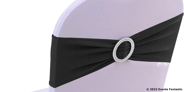 Black Lycra Chair Band with Diamond Clasp