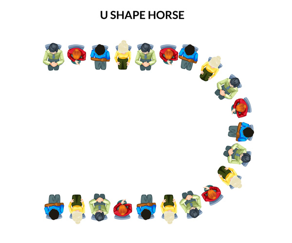 U shape horseshoe seating arrangement