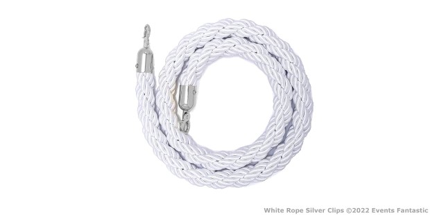 White Twisted Rope with Silver Clips