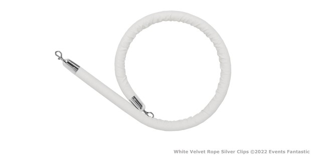 White Velvet Rope Silver Clips