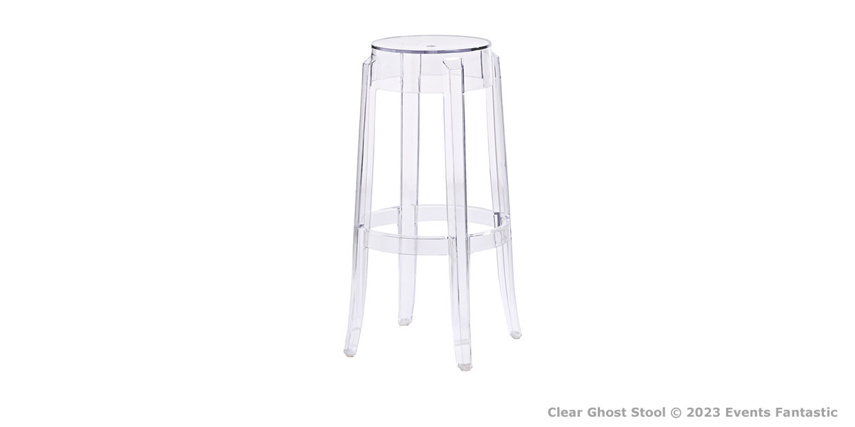 Clear Ghost Stool against white background