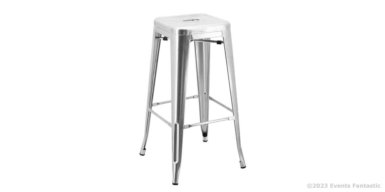 silver tolix stool side view