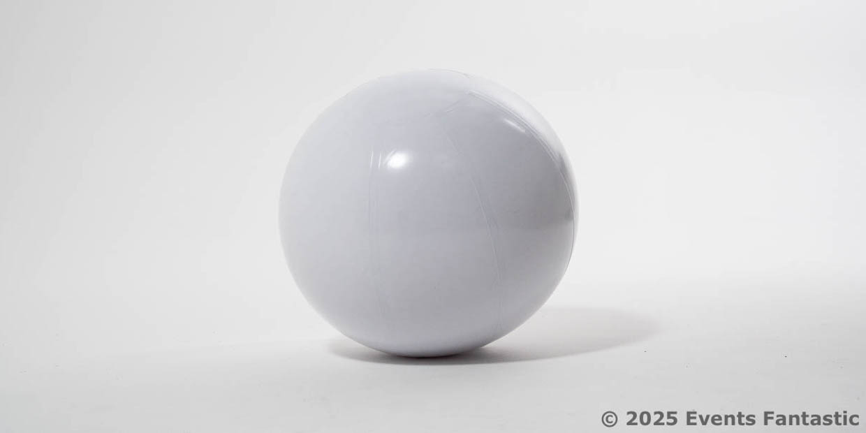 A plain White Matt Ball, measuring 50cm, is positioned on a white surface with a shadow to the right. The background is also white.