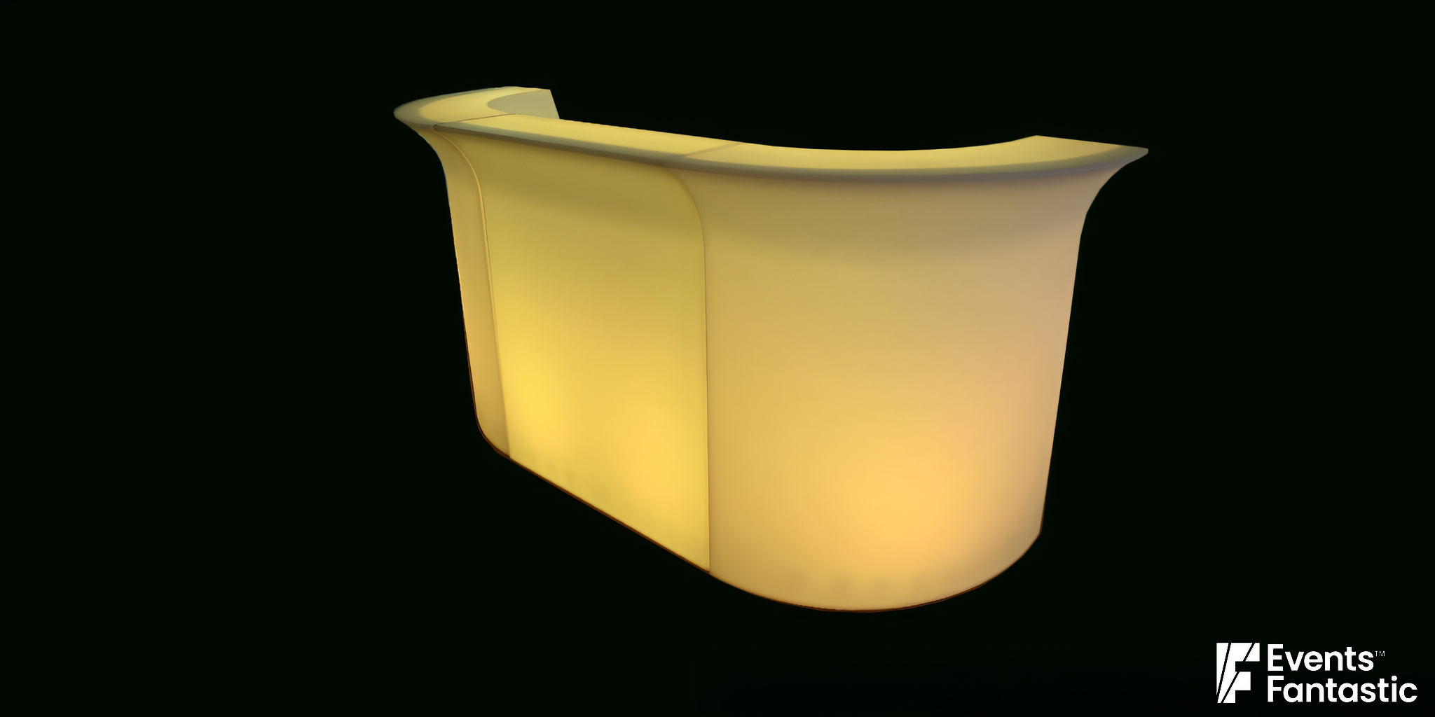 A 3 Piece Illuminated Glow Bar emits a soft yellow light against a dark background, creating a warm and inviting ambiance.