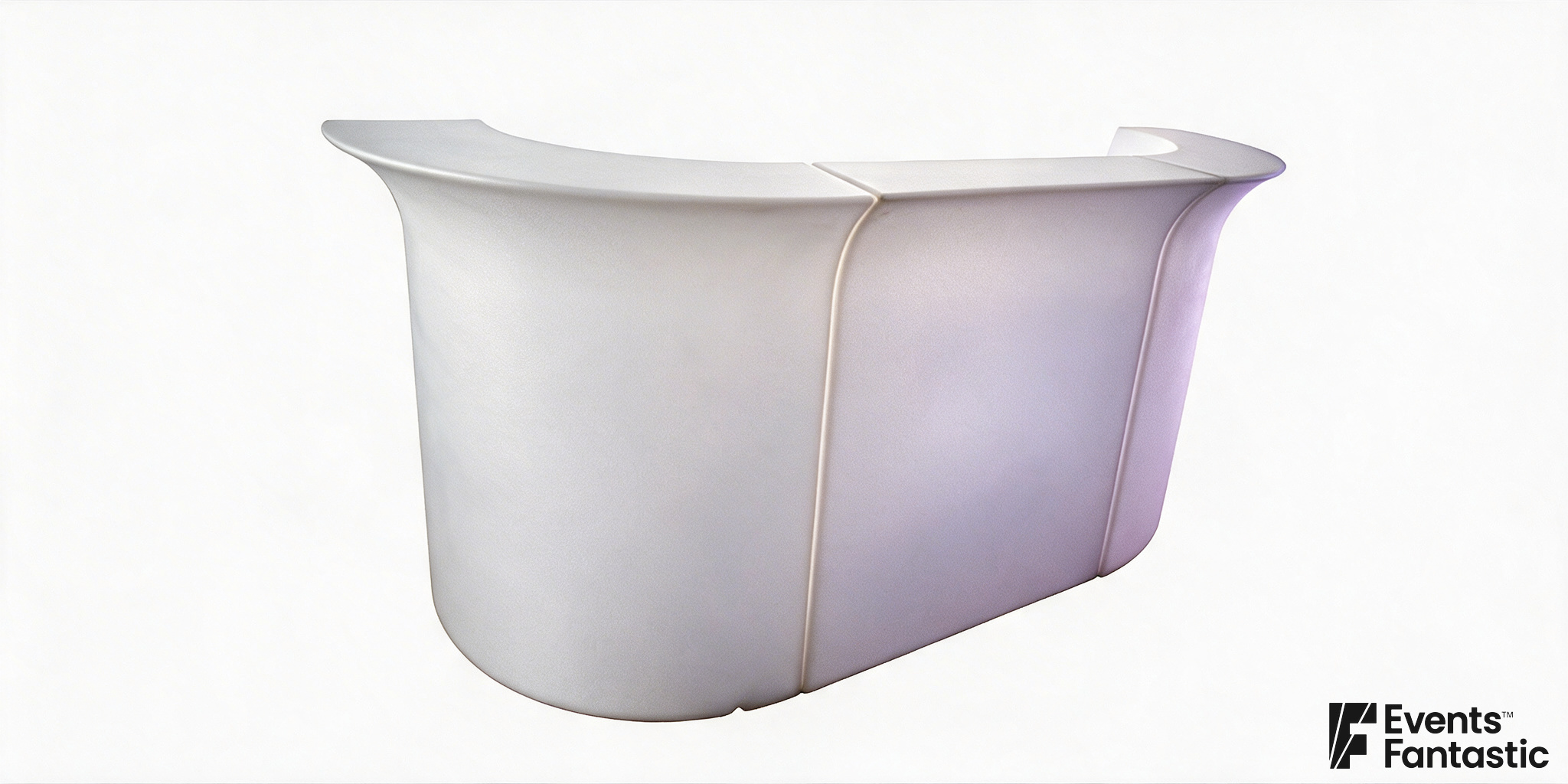 A three-piece Illuminated Glow Bar with a smooth, white curved design is displayed on a plain background.