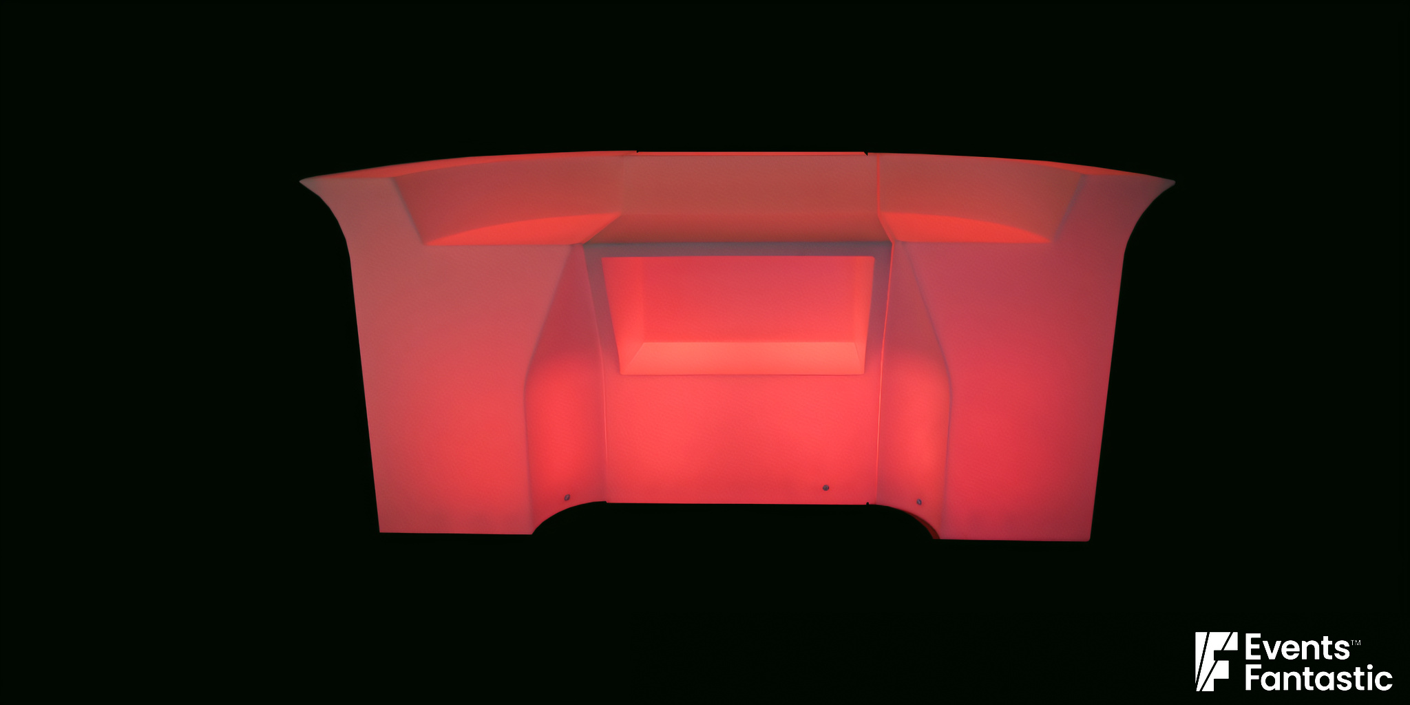 A 3 Piece Illuminated Glow Bar with a curved design emits a soft red light, set against a black background.