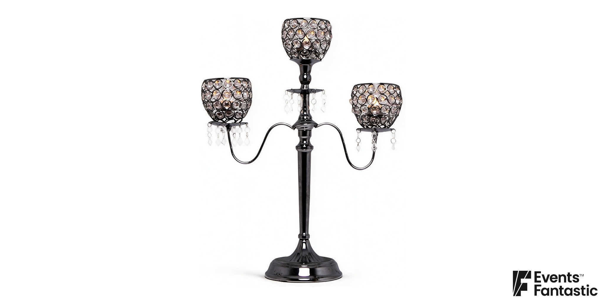 3 Prong Crystal Candelabra Centrepiece