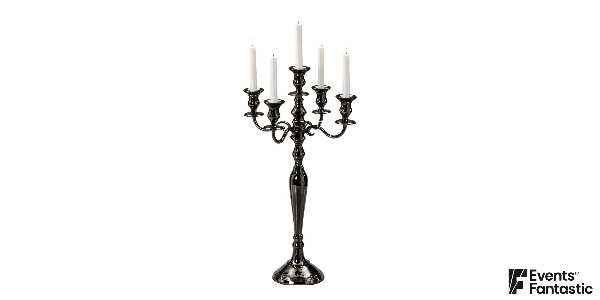 5 Prong 80cm Black Candelabra Table Centrepiece