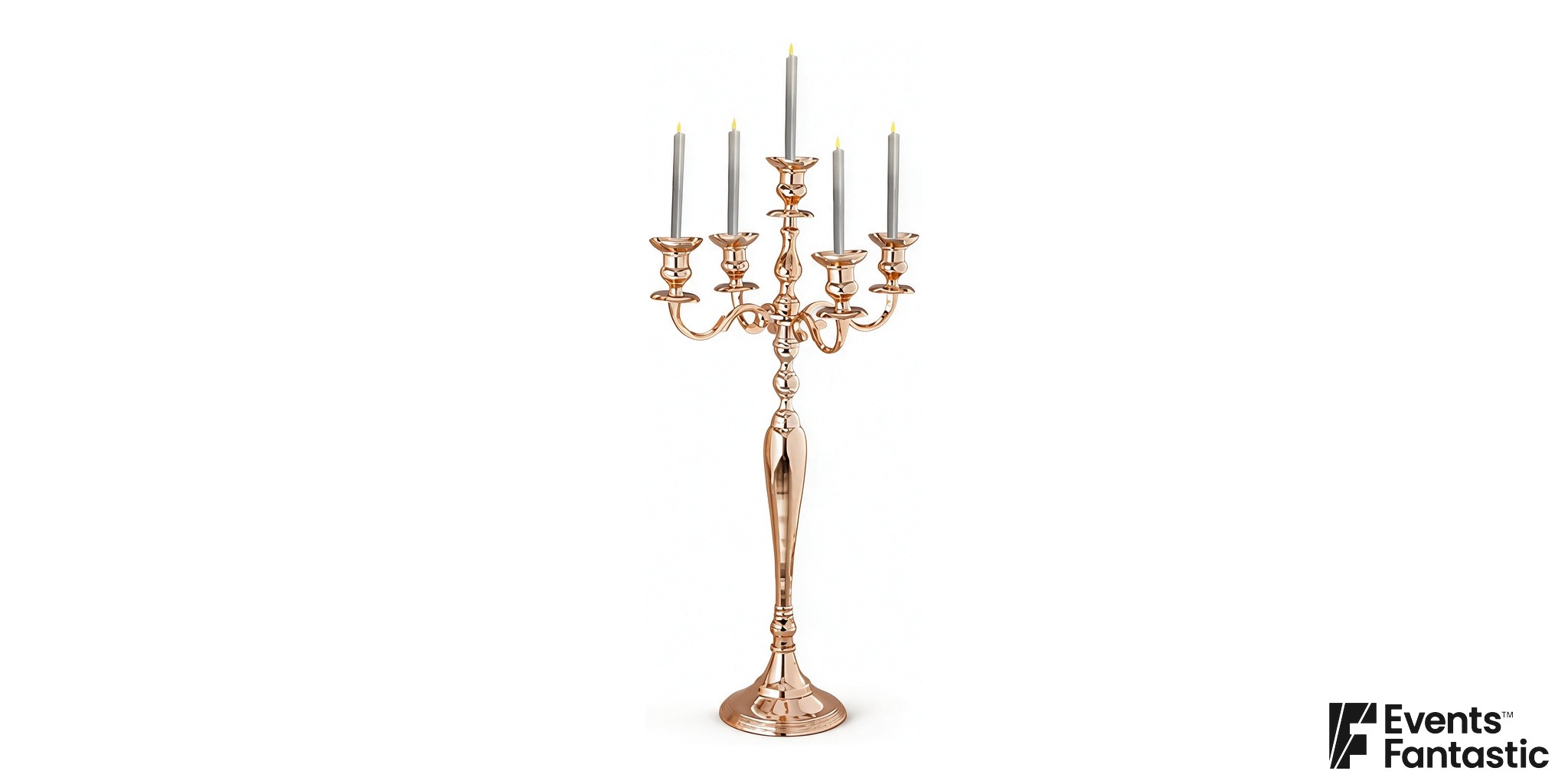 5 Prong 80cm Champagne Gold Candelabra Table Centrepiece