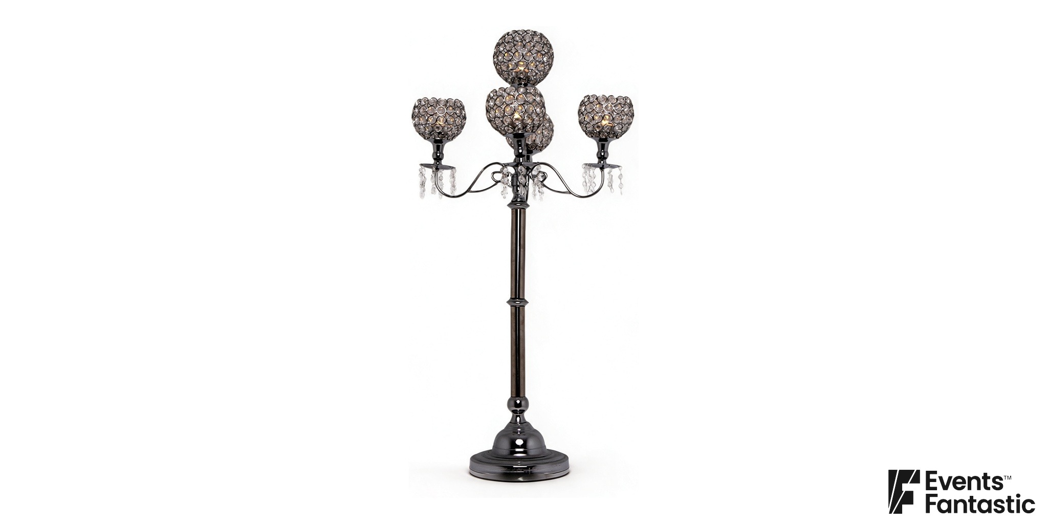 5 Prong Large Crystal Candelabra Centrepiece