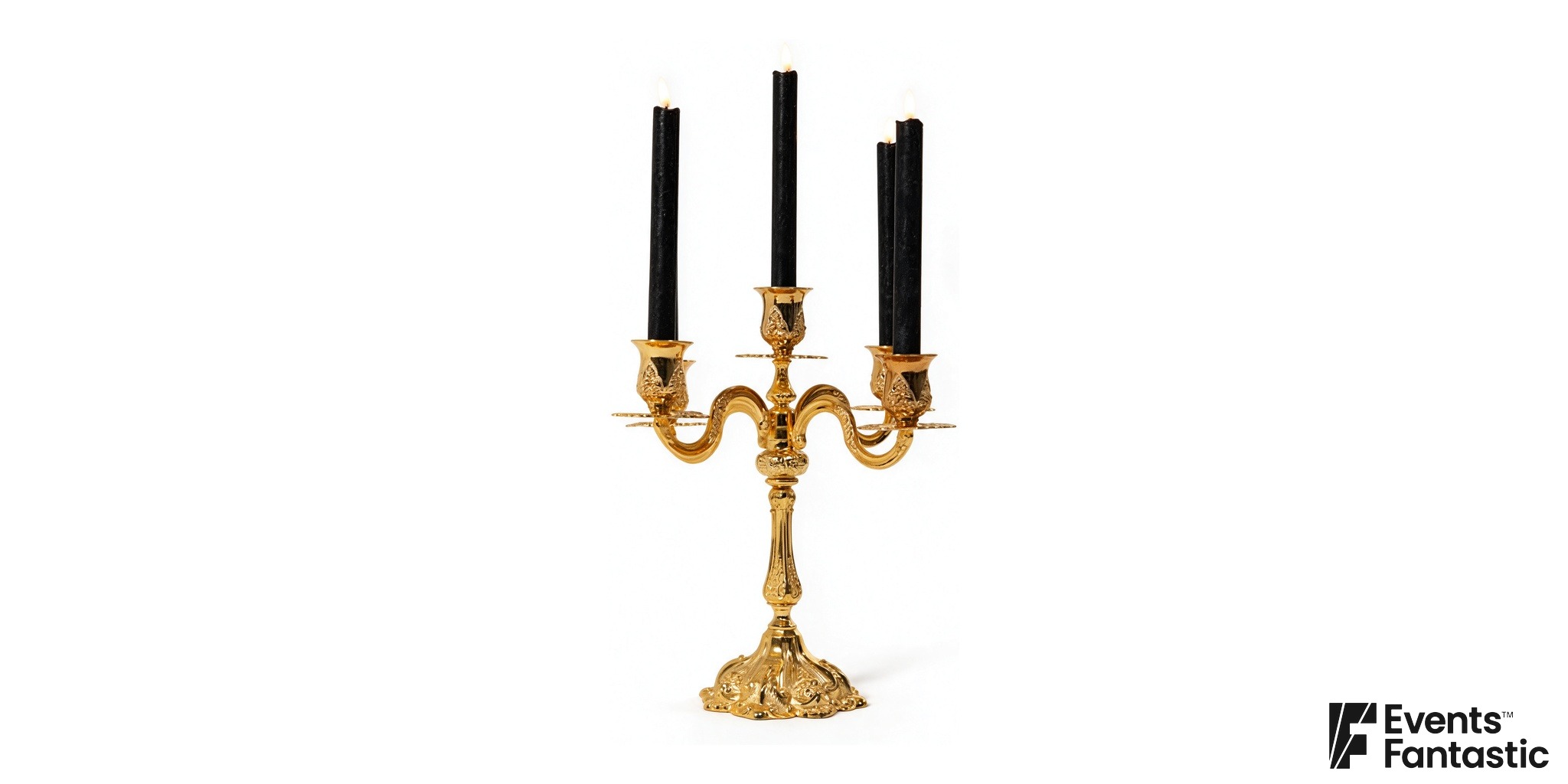 5 Prong Gold Ornate Candelabra Table Centrepiece