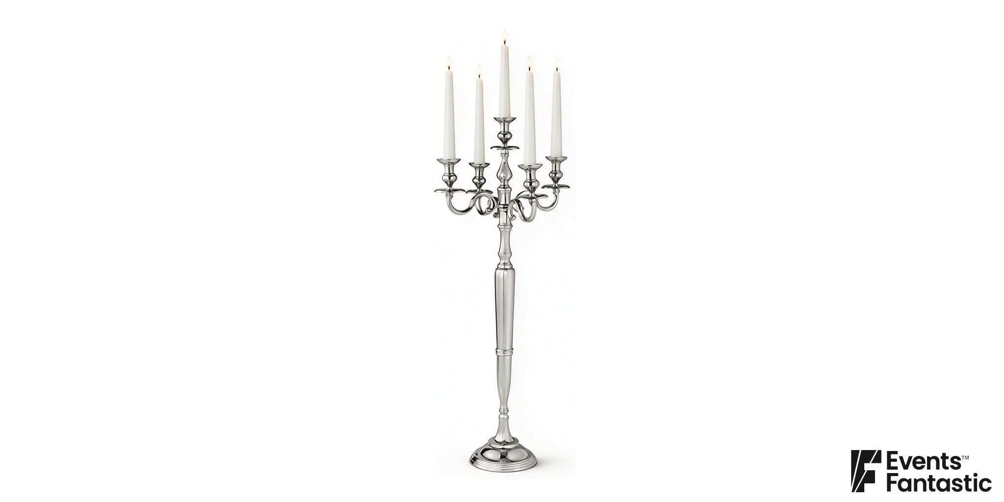 5 Prong 1.2m Chrome Candelabra Table Centrepiece