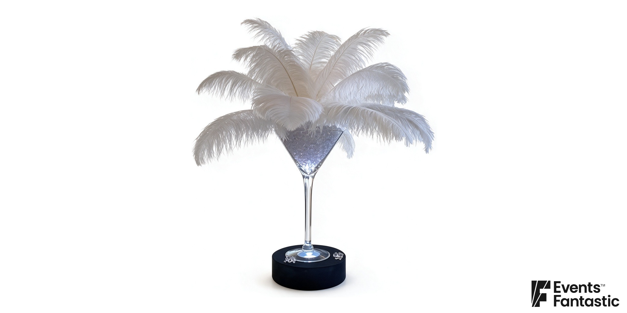 Gatsby Martini and White Feather Table Centrepiece