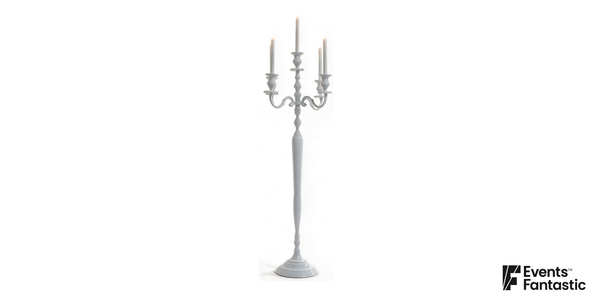 5 Prong 1.2m White Candelabra Table Centrepiece