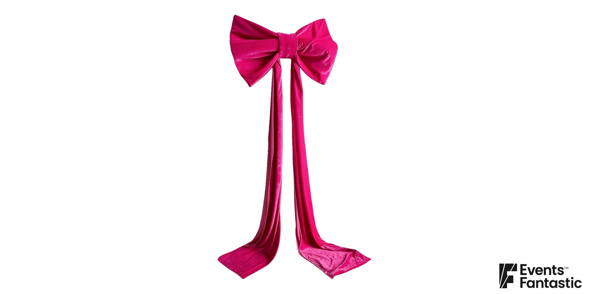 Lipstick Pink decorative bow with two broad loops, a gathered centre and two long tails.